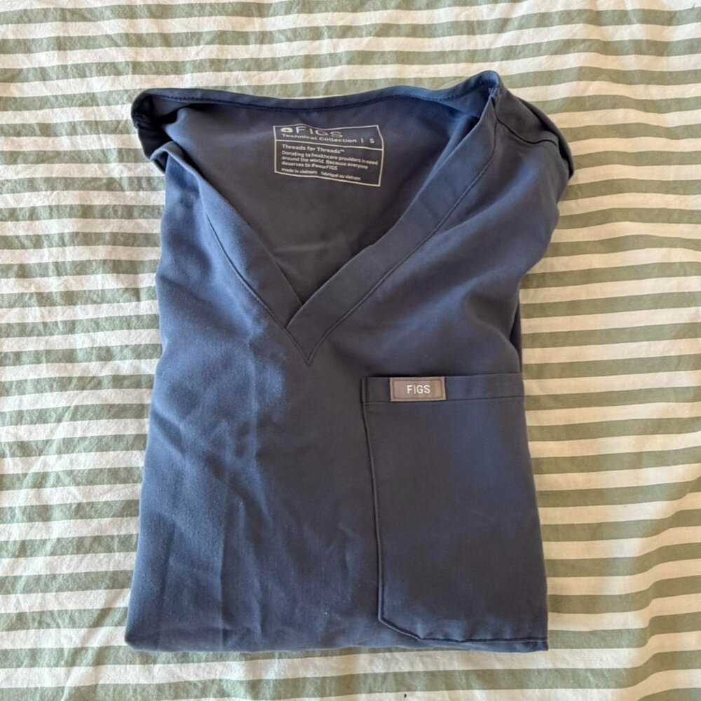 Figs Navy Blue V-Neck Scrub Tank Top